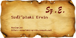 Széplaki Ervin névjegykártya